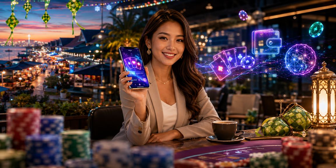 Pemain poker memakai tradisional Hari Raya Malaysia